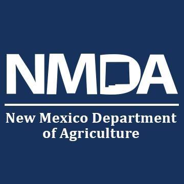 Logo of the New Mexico Department of Agriculture with "NMDA" in bold white letters above, and "New Mexico Department of Agriculture" written below, all set on a dark blue background.